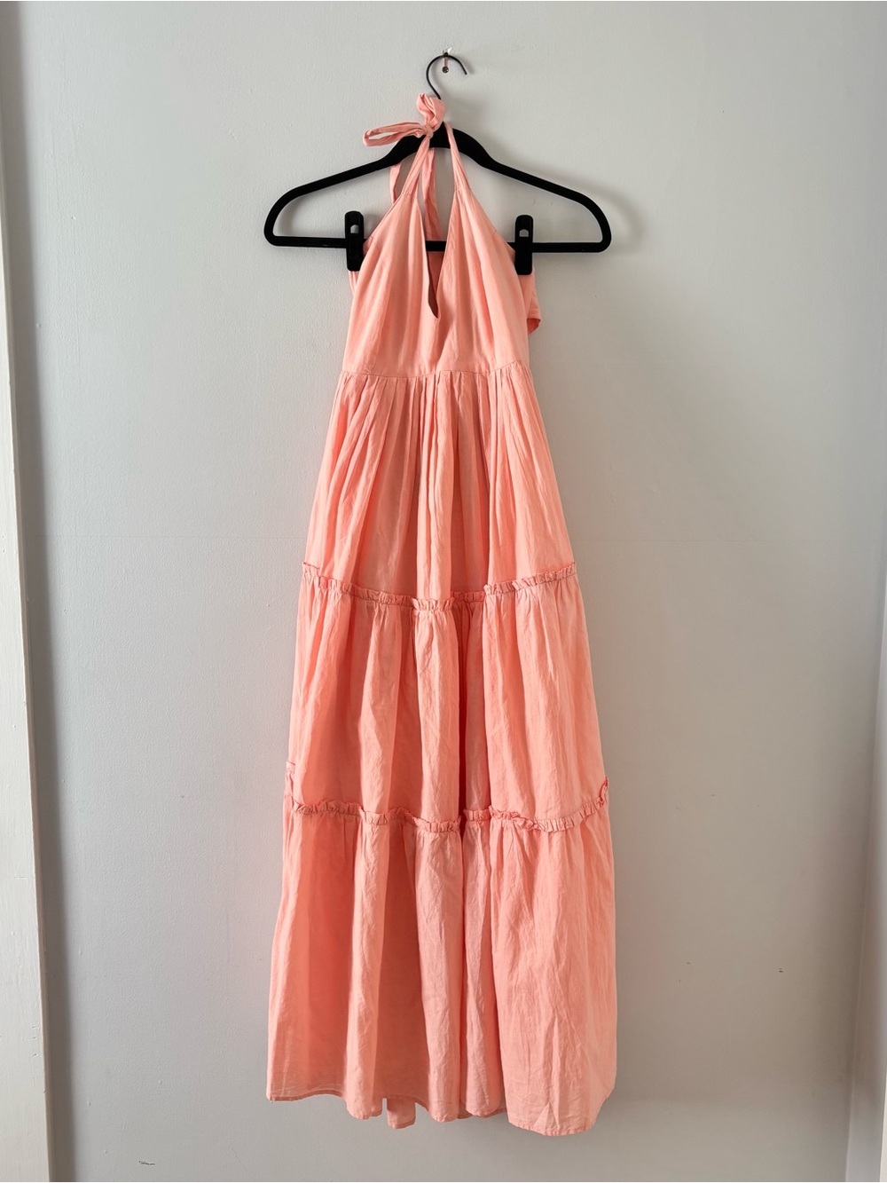Seema Kahai Halter Maxi Dress Tiered Ruffle Low Open Back Lined Tuckernuck